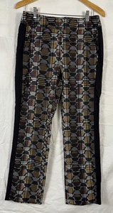 Lisette l Amal Montreal Women's 10 Pants Black/Gold Circles Tuxedo Stripe EUC - Picture 1 of 9