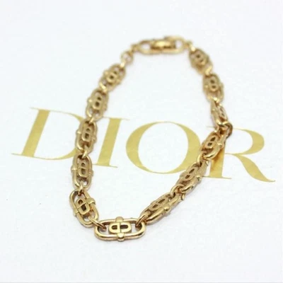 Pulsera Christian Dior Auténtica Cadena Oro Logo Joyería De Colección Usada Japón Foto 1 de 4
