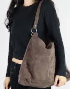 Old Navy Suede Bag Taupe - Picture 1 of 6