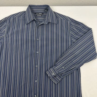 Camisa John Henry Para Hombre Talla L Azul y Gris City Dressing Abotonada Manga Larga Foto 1 de 4