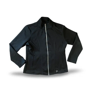 Jaanuu Pace Zip Up Fitted Scrub Women's Black Jacket zip pockets Size Large - Picture 1 of 6