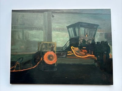 MÁQUINA DE PINTURA INDUSTRIAL VINTAGE MISTÉRIO IMPRESSIONISTA ÓLEO GRANDE - Imagem 1 de 4