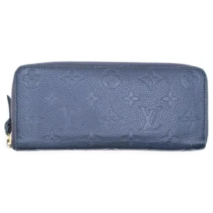 Louis Vuitton Monogram Clemence Portafoglio Lungo Pelle Navy Oro Porta Carte M60171 - Foto 1 di 6