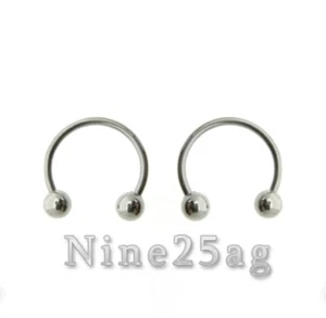 PAR 14g 3/8" pulgadas HERRADURA Barra Cuerpo Joyería PENDIENTES PEZÓN LABIO - Imagen 1 de 1