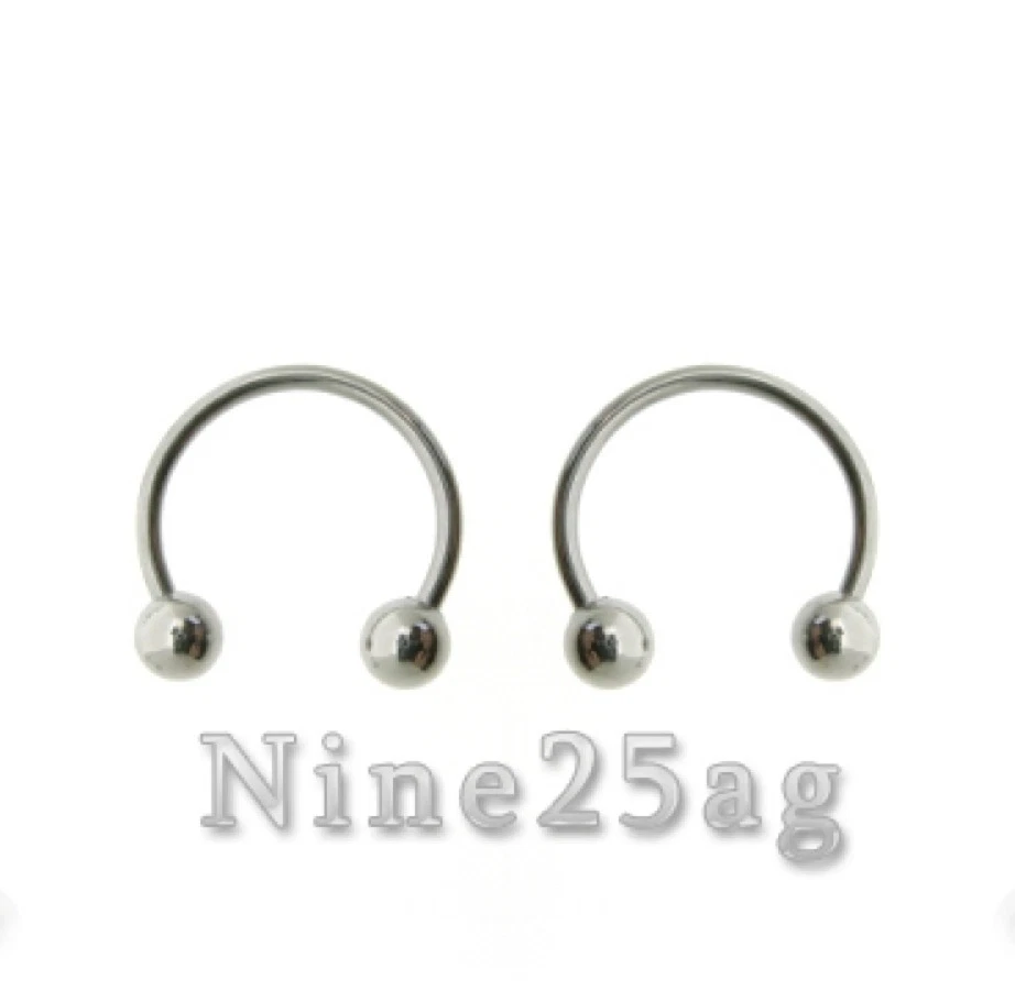 PAIR 14g 3/8" inch HORSESHOE Barbell Body Jewelry EARRINGS NIPPLE LIP  - Image 1 of 1