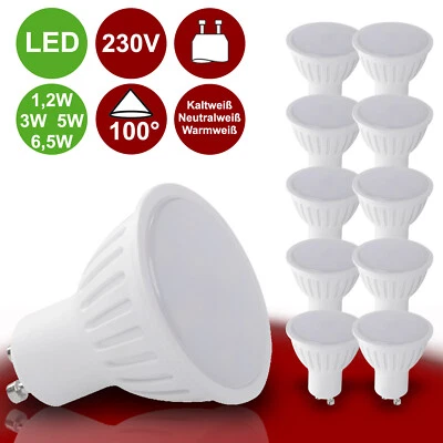 LED GU10 Leuchtmittel 1W 3W 5W 6,5W Lampe 230V Spot Birne Strahler SET - Bild 1 von 4