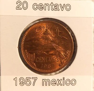uncirculated 20 centavo mexican 1967 awesome coin a real beautiful patina - Image 1 of 4