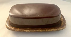 Vintage McCoy Butter Dish with Lid USA Brown Drip Glaze 7013 - Picture 1 of 17