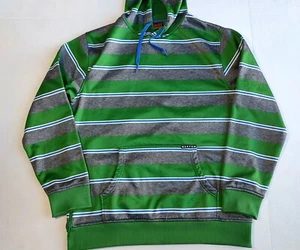 Burton Snowboard Dryride Hoodie Mens L Green Gray Striped Pullover Sweatshirt - Picture 1 of 9