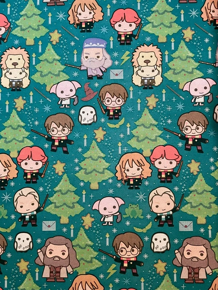 PLUS MARK LLC Harry Potter Ugly Sweater Chibi Gift Wrapping Paper 2 Yard FOLDED Decoupage