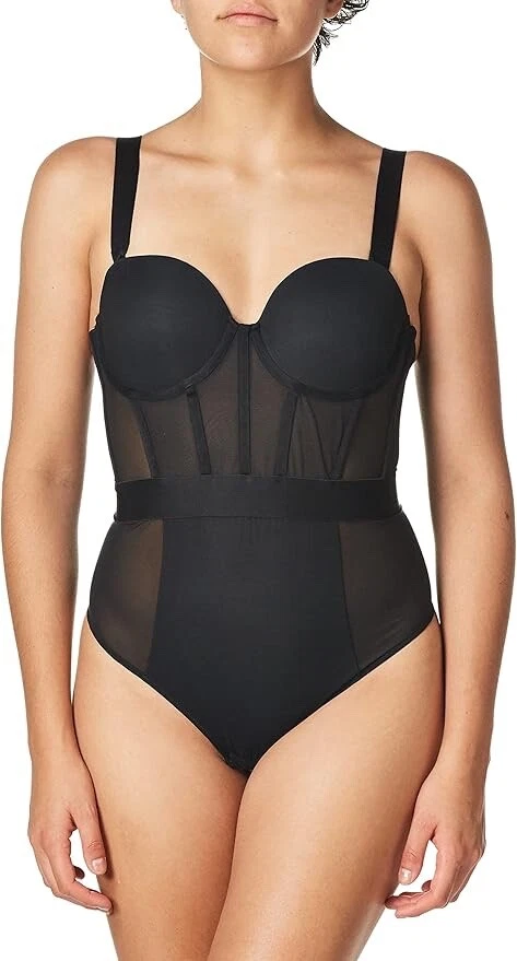DKNY Women's Sheers Strapless Bodysuit Black Size 34C - Image 1 of 1