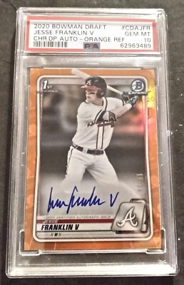 2020 Bowman Draft Chrome Orange Refractor Jesse Franklin V AUTO #'d 16/25 PSA 10 - Image 1 of 2