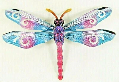 Arte de pared de metal pintado a mano colorido libélula (A) Foto 1 de 2