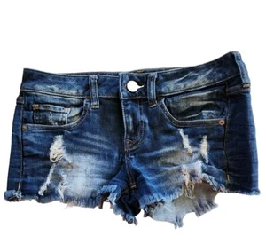 EXPRESS Women's Size 0 Denim Jean Short Shorts Distressed Cut Off Stretch - Picture 1 of 9