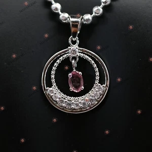 2.92g Natural Pink Tourmaline Pendant – Certified 925 Silver Designer Necklace - Imagen 1 de 6