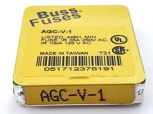 Paquete de 4 fusibles de vidrio coleta Bussmann AGCV1 250 V 1 amp 1/4" x -1/4" acción rápida - Imagen 1 de 6