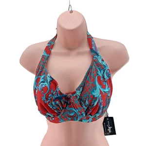 Pour Moi Bikini Top Cannes Non Padded Underwired Halter, Size UK 32G Red - Picture 1 of 15