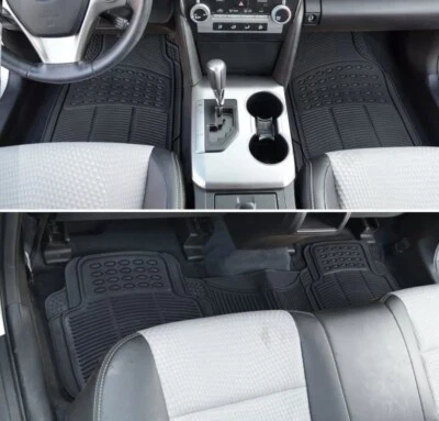 ⭐️⭐️⭐️⭐️⭐️ Juego de 3 alfombrillas de goma para coche SUV furgoneta de alta resistencia negras 🚚💨🆓 Foto 1 de 4