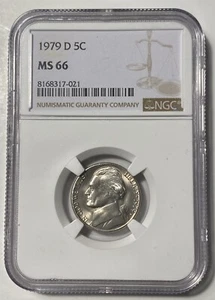 🔥1979 D Jefferson Nickel 5C NGC MS 66🔥 - Picture 1 of 2