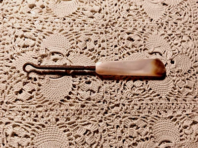 Mother of Pearl Shell Handle Button Hook 5.25 Inches Vintage - Image 1 of 4