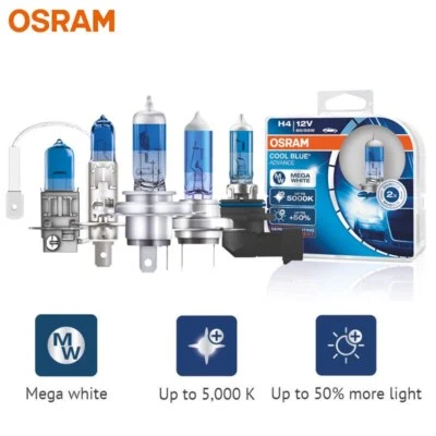 OSRAM H1 H3 H4 H7 H9 H11 9005 9006 HB3 HB4 Halogen Car Bulbs Cool Blue Advance - Image 1 of 4