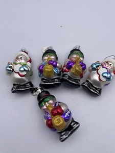CHRISTOPHER RADKO CHRISTMAS GLASS HAND PAINTED ORNAMENT SET OF 5 SNOWMAN - Picture 1 of 6
