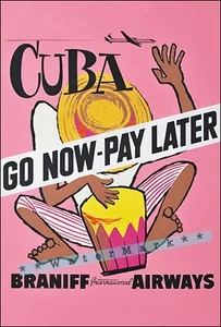 Cuba 1950 Go Now Pay Later Vintage Póster Impresión Estilo Retro Aerolínea Viaje Arte - Imagen 1 de 4