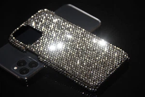 Bling Silver Gray Diamond Case F iPhone 14 13 12 Pro Max With SWAROVSKI ELEMENTS - Picture 1 of 14