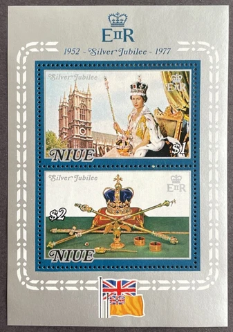 Niue 1977 Souvenir Sheet MNH OG Sc #195a Queen Elizabeth II Silver Jubilee QEII Cover