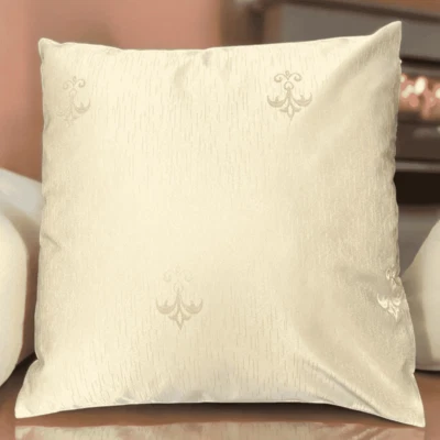Cushion Covers Traditionl Light Beige Damask Ivory Embroidery 18x18" In 45x45cm - Image 1 of 4