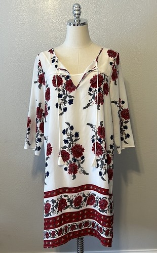 OFF WHITE Abito tubino Simply Noelle bianco sporco floreale maniche a 3 4 slip integrato taglia XS