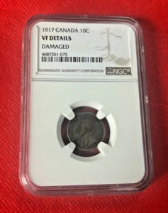 1917 CANADA 10 CENTS NGC VF DETAILS DAMAGED - Picture 1 of 2