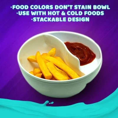 Paquete de 4 cuencos de comida multiusos de 2 partes, cuencos de acrílico antimanchas para sopa y crutones Foto 1 de 4