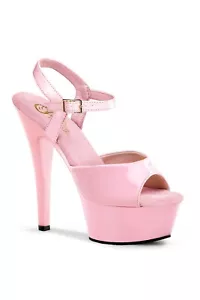 Pleaser USA Kiss-209 Baby Pink Platform Ankle Strap Peep Toe Sandal IN-STOCK - Picture 1 of 4
