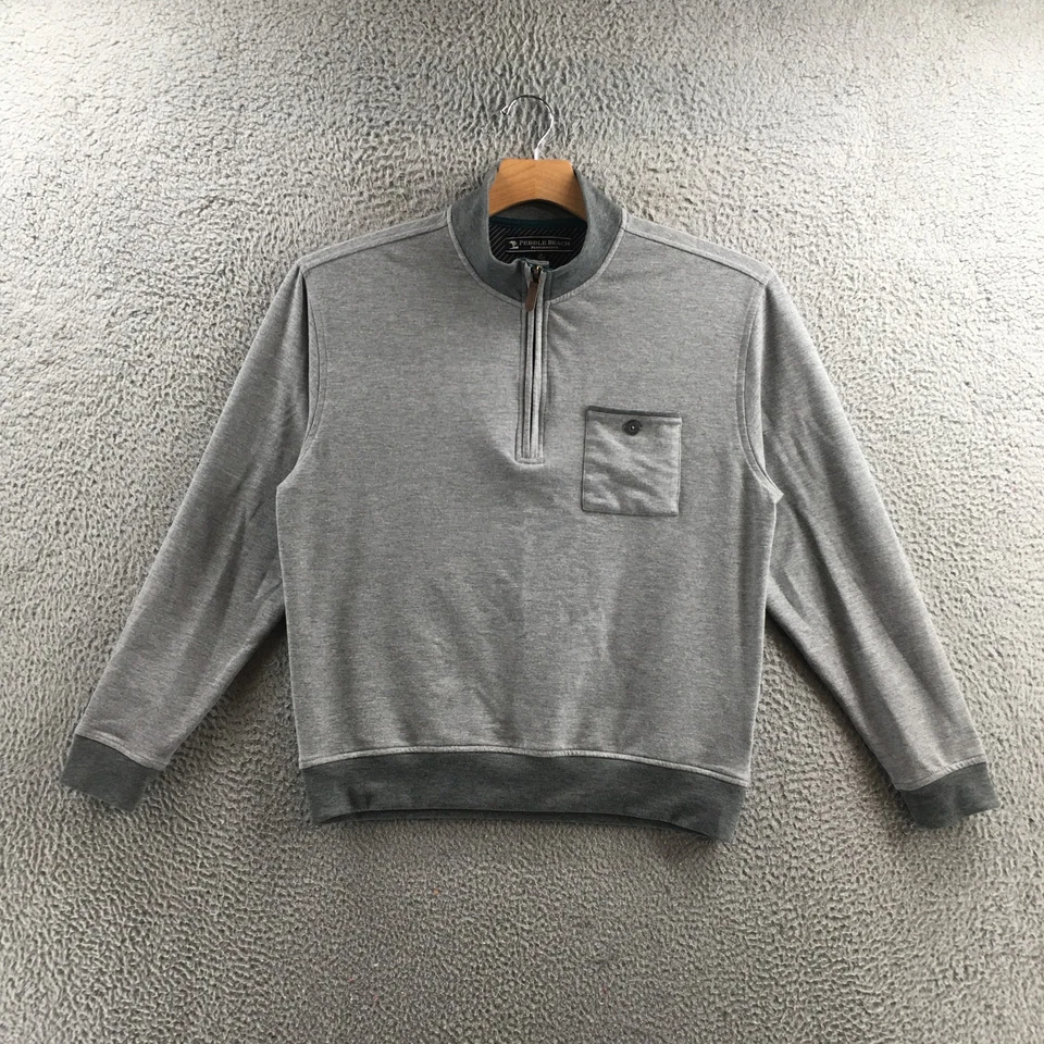 Pebble Beach Performance Sweatshirt Mens M Gray 1/4 Zip Pullover Longsleeve - Image 1 of 4