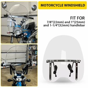19"x17"Large Clear Motorcycle Windshield Universal Fit 7/8'' 1'' 1.25" Handlebar - Picture 1 of 11