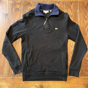 Lacoste Sweater Mens Size 4 Black 1/4 Zip Sweatshirt Adult Medium - Picture 1 of 7