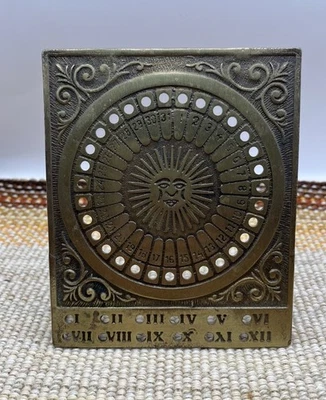 Calendario perpetuo de latón de colección/sol/arte de jardín/luna/astronomía/jardines Foto 1 de 4