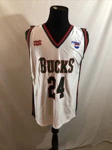Camiseta deportiva profesional NBA Milwaukee Bucks "Jefferson" #24 blanca - XL para hombre, pecho 22" - Imagen 1 de 4