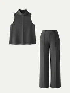 $ 134 Neu mit Etikett OG FuzzLuxe Scuba 2-teiliges Set tiefgrau anthrazit Rollkragen Oberteil + Hose XS - Bild 1 von 22