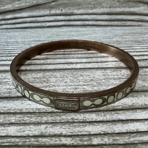 "Brazalete brazalete vintage Coach doble C logotipo esmalte crema 2,75"" en todo" - Imagen 1 de 4