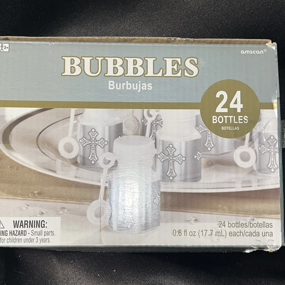 Wedding Bubbles 24 Count Silver With Cross On Each Bottle New In Box - Image 1 of 4