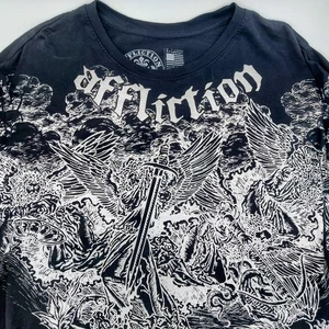 Affliction Live Fast Angels Long Sleeve T-Shirt Men's XL Black Goth Grunge Biker - Picture 1 of 7