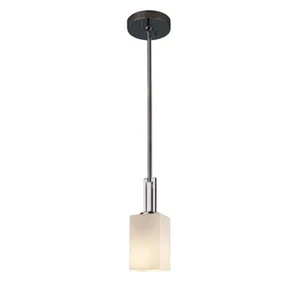 Justice Design Fusion Era 1-LT LED Mini-Pendant SQ, Flat Rim, Opal/Chrome - Picture 1 of 1