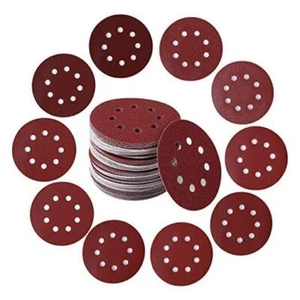 Discos de lijado 100 piezas 5 pulgadas 8 agujeros 60 120 240 400 600 800 100 piezas grano 60-2000 - Imagen 1 de 8