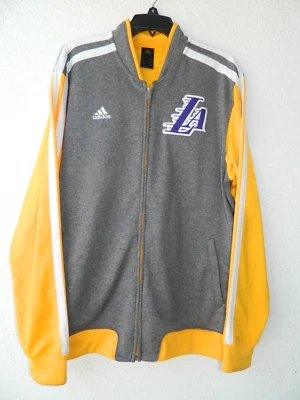 Los Angeles LAKERS Warm Up Jacket by ADIDAS Gray / Yellow Zip Front NBA  Size XL - Image 1 of 4