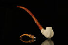 srv - Eagle's Claw Churchwarden Dual Stem Meerschaum Pipe with fitted case M2711