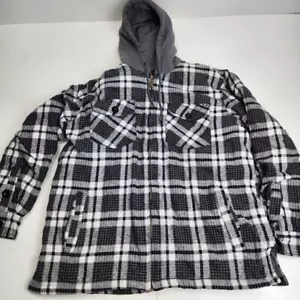 Walnut Creek Plaid Flannel Hooded Zip Heavy Sherpa Fleece Jacket Men's Size LG - Picture 1 of 13