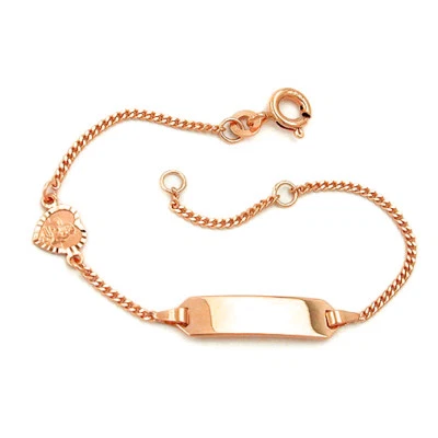 FACHHANDEL-DIREKT Baby Taufe Schutzengel Herz Namen Gravur Armband Echt Silber 925 rose vergoldet