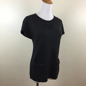 OLIVE DES OLIVE Black Wool Blend Short Sleeve Textured Knit Sweater Womens sz 1 - Picture 1 of 8